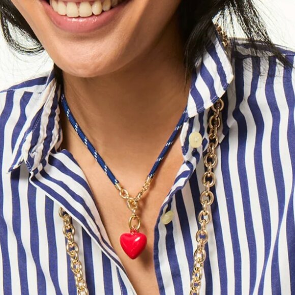 *Set* Roxanne Assoulin The Happy Cord Charm Necklace & Bracelet Set Blue/Red - Picture 2 of 5